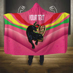 Personalised Panthers Rugby 2024 Hooded Blanket Mascot With Trophy Go Champions Aboriginal Art - Pink