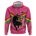 Personalised Panthers Rugby 2024 Hoodie Mascot With Trophy Go Champions Aboriginal Art - Pink