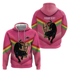 Personalised Panthers Rugby 2024 Hoodie Mascot With Trophy Go Champions Aboriginal Art - Pink