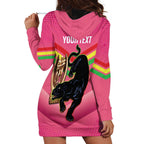 Personalised Panthers Rugby 2024 Hoodie Dress Mascot With Trophy Go Champions Aboriginal Art - Pink