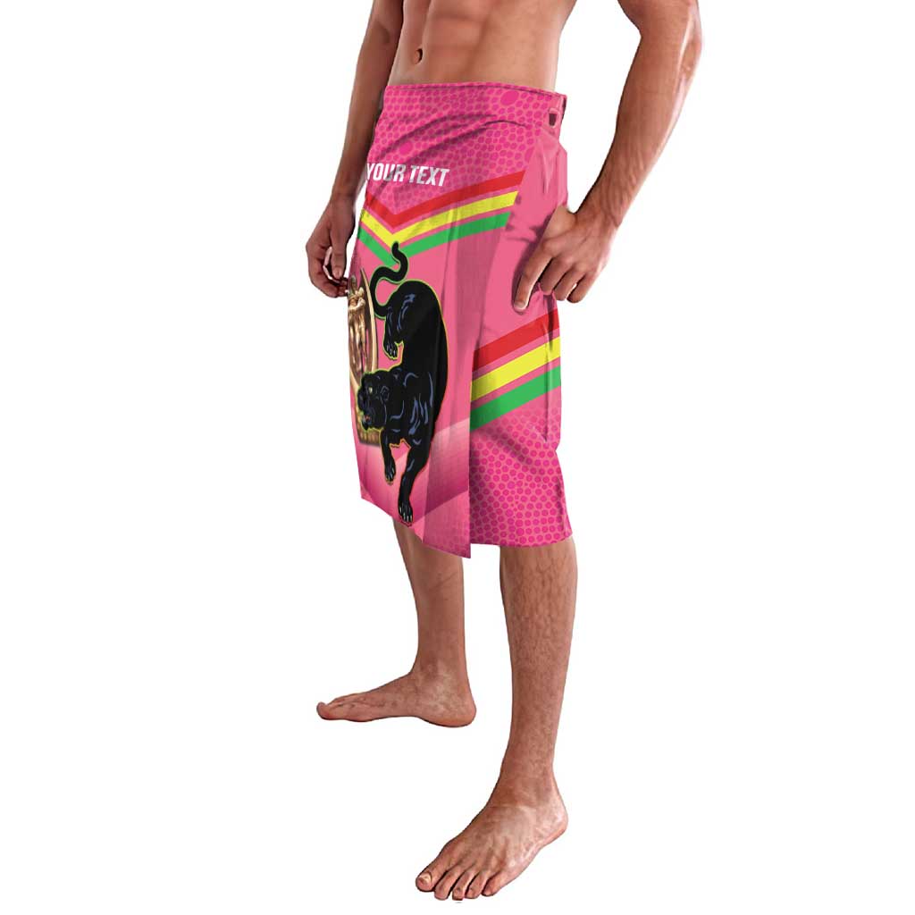 Personalised Panthers Rugby 2024 Lavalava Mascot With Trophy Go Champions Aboriginal Art - Pink