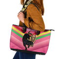 Personalised Panthers Rugby 2024 Leather Tote Bag Mascot With Trophy Go Champions Aboriginal Art - Pink