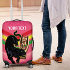 Personalised Panthers Rugby 2024 Luggage Cover Mascot With Trophy Go Champions Aboriginal Art - Pink