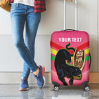 Personalised Panthers Rugby 2024 Luggage Cover Mascot With Trophy Go Champions Aboriginal Art - Pink