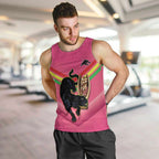 Personalised Panthers Rugby 2024 Men Tank Top Mascot With Trophy Go Champions Aboriginal Art - Pink