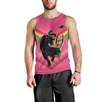 Personalised Panthers Rugby 2024 Men Tank Top Mascot With Trophy Go Champions Aboriginal Art - Pink