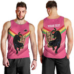 Personalised Panthers Rugby 2024 Men Tank Top Mascot With Trophy Go Champions Aboriginal Art - Pink