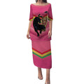 Personalised Panthers Rugby 2024 Puletasi Mascot With Trophy Go Champions Aboriginal Art - Pink
