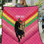 Personalised Panthers Rugby 2024 Quilt Mascot With Trophy Go Champions Aboriginal Art - Pink