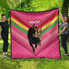 Personalised Panthers Rugby 2024 Quilt Mascot With Trophy Go Champions Aboriginal Art - Pink