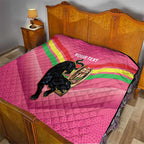 Personalised Panthers Rugby 2024 Quilt Mascot With Trophy Go Champions Aboriginal Art - Pink