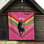 Personalised Panthers Rugby 2024 Quilt Mascot With Trophy Go Champions Aboriginal Art - Pink
