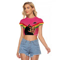 Personalised Panthers Rugby 2024 Raglan Cropped T Shirt Mascot With Trophy Go Champions Aboriginal Art - Pink