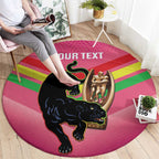 Personalised Panthers Rugby 2024 Round Carpet Mascot With Trophy Go Champions Aboriginal Art - Pink