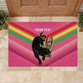 Personalised Panthers Rugby 2024 Rubber Doormat Mascot With Trophy Go Champions Aboriginal Art - Pink