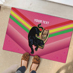 Personalised Panthers Rugby 2024 Rubber Doormat Mascot With Trophy Go Champions Aboriginal Art - Pink