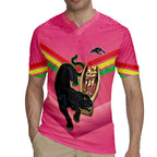 Personalised Panthers Rugby 2024 Rugby Jersey Mascot With Trophy Go Champions Aboriginal Art - Pink