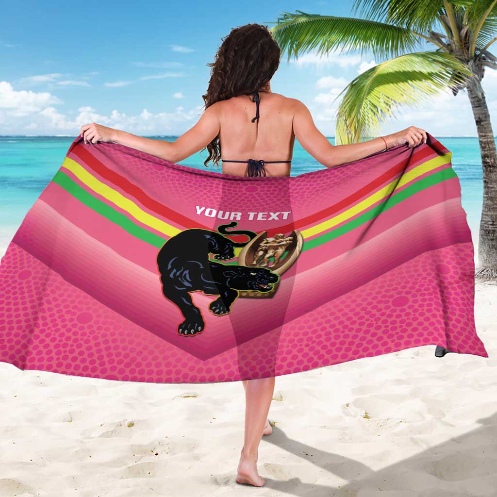Personalised Panthers Rugby 2024 Sarong Mascot With Trophy Go Champions Aboriginal Art - Pink