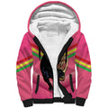 Personalised Panthers Rugby 2024 Sherpa Hoodie Mascot With Trophy Go Champions Aboriginal Art - Pink