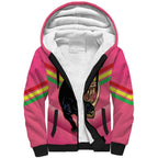 Personalised Panthers Rugby 2024 Sherpa Hoodie Mascot With Trophy Go Champions Aboriginal Art - Pink
