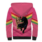 Personalised Panthers Rugby 2024 Sherpa Hoodie Mascot With Trophy Go Champions Aboriginal Art - Pink