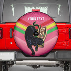 Personalised Panthers Rugby 2024 Spare Tire Cover Mascot With Trophy Go Champions Aboriginal Art - Pink