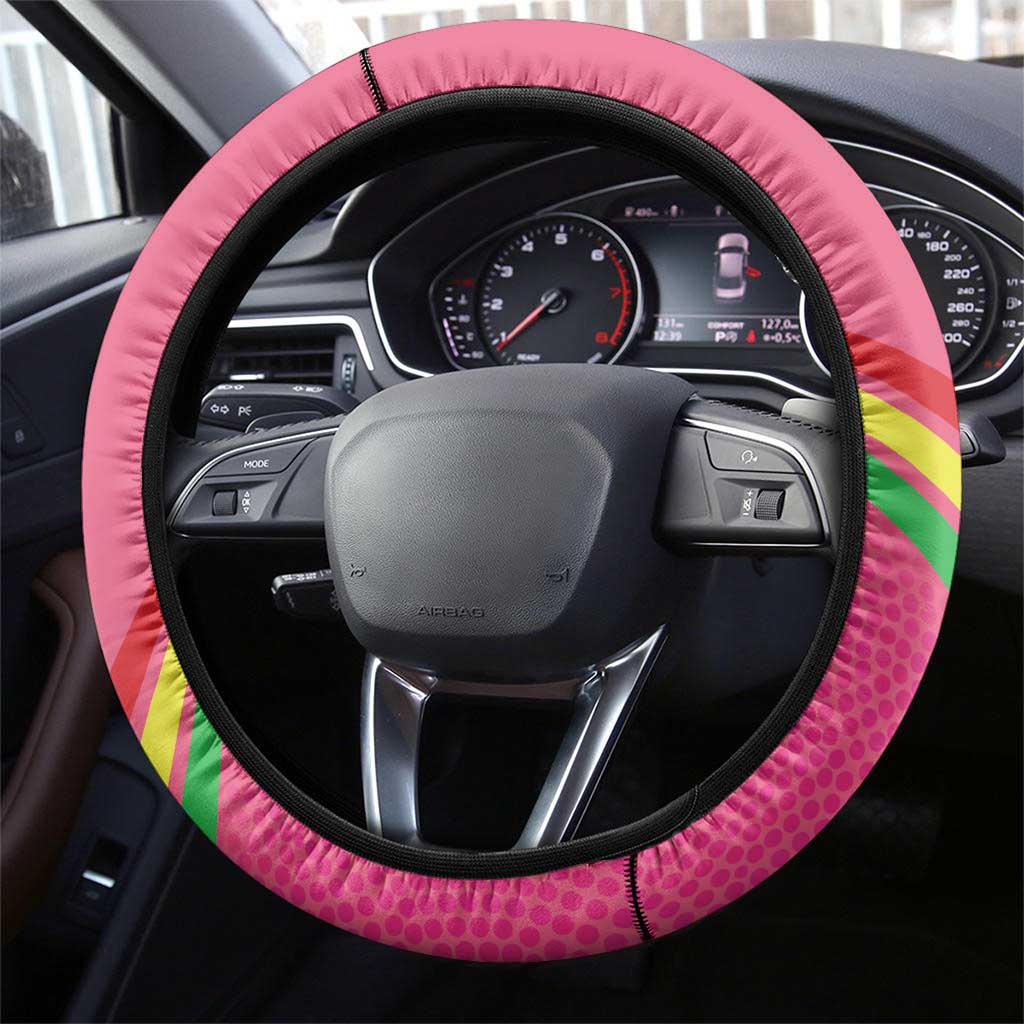 Panthers Rugby 2024 Steering Wheel Cover Mascot With Trophy Go Champions Aboriginal Art - Pink