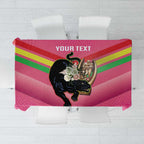 Personalised Panthers Rugby 2024 Tablecloth Mascot With Trophy Go Champions Aboriginal Art - Pink