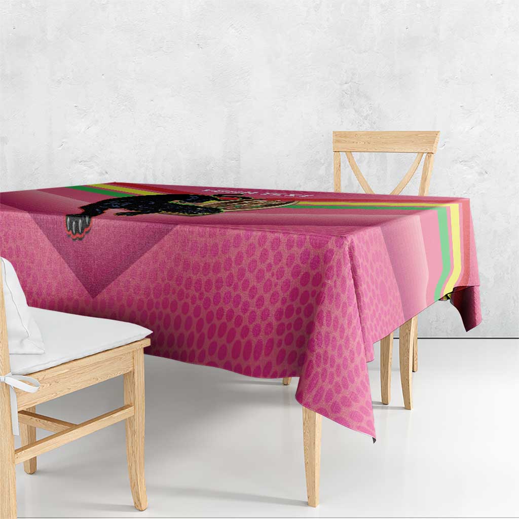Personalised Panthers Rugby 2024 Tablecloth Mascot With Trophy Go Champions Aboriginal Art - Pink