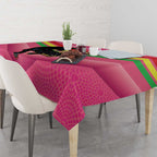 Personalised Panthers Rugby 2024 Tablecloth Mascot With Trophy Go Champions Aboriginal Art - Pink