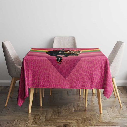 Personalised Panthers Rugby 2024 Tablecloth Mascot With Trophy Go Champions Aboriginal Art - Pink