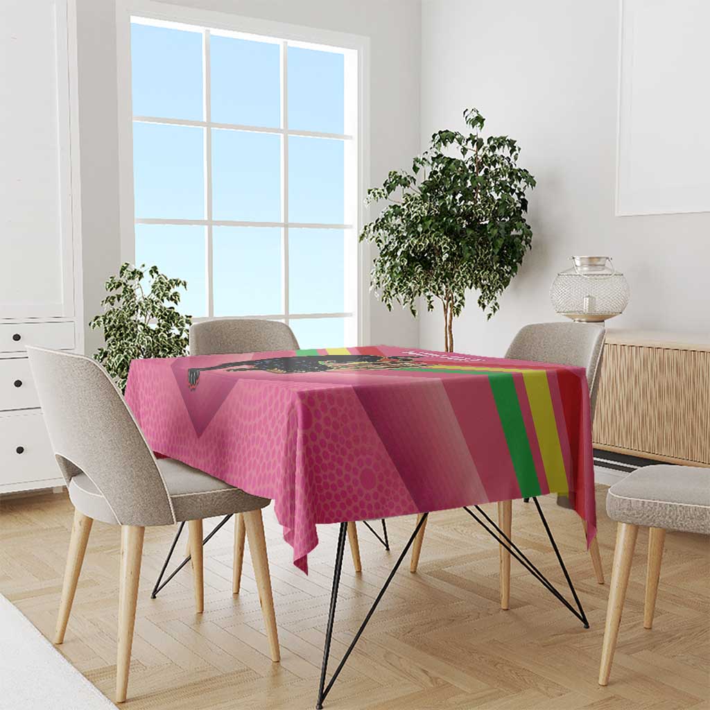 Personalised Panthers Rugby 2024 Tablecloth Mascot With Trophy Go Champions Aboriginal Art - Pink