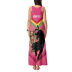 Personalised Panthers Rugby 2024 Tank Maxi Dress Mascot With Trophy Go Champions Aboriginal Art - Pink