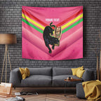 Personalised Panthers Rugby 2024 Tapestry Mascot With Trophy Go Champions Aboriginal Art - Pink
