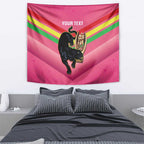 Personalised Panthers Rugby 2024 Tapestry Mascot With Trophy Go Champions Aboriginal Art - Pink