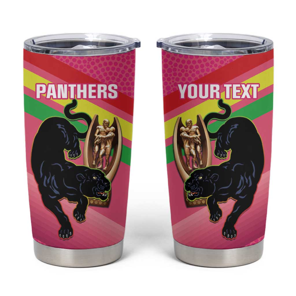 Personalised Panthers Rugby 2024 Tumbler Cup Mascot With Trophy Go Champions Aboriginal Art - Pink