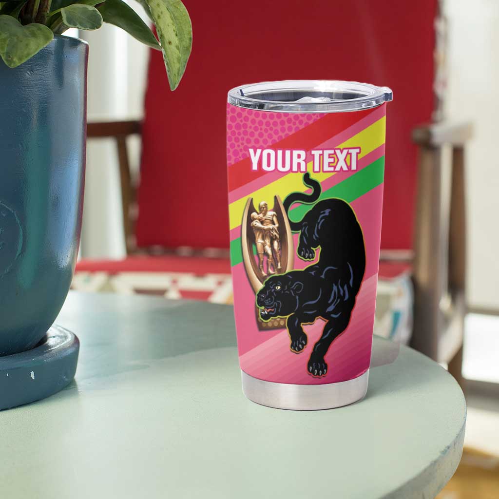 Personalised Panthers Rugby 2024 Tumbler Cup Mascot With Trophy Go Champions Aboriginal Art - Pink