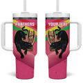 Personalised Panthers Rugby 2024 Tumbler With Handle Mascot With Trophy Go Champions Aboriginal Art - Pink