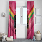 Personalised Panthers Rugby 2024 Window Curtain Mascot With Trophy Go Champions Aboriginal Art - Pink