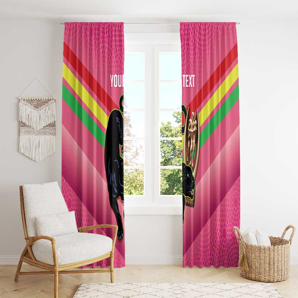 Personalised Panthers Rugby 2024 Window Curtain Mascot With Trophy Go Champions Aboriginal Art - Pink