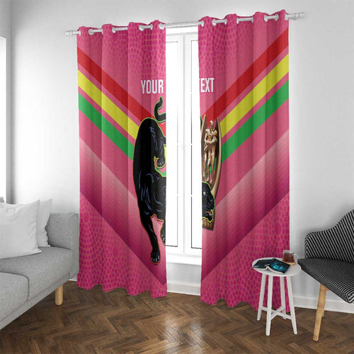Personalised Panthers Rugby 2024 Window Curtain Mascot With Trophy Go Champions Aboriginal Art - Pink