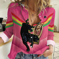 Personalised Panthers Rugby 2024 Women Casual Shirt Mascot With Trophy Go Champions Aboriginal Art - Pink