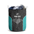 Custom New Zealand Stingray Oztag Laundry Basket Tag Rugby Maori Pattern Black Version