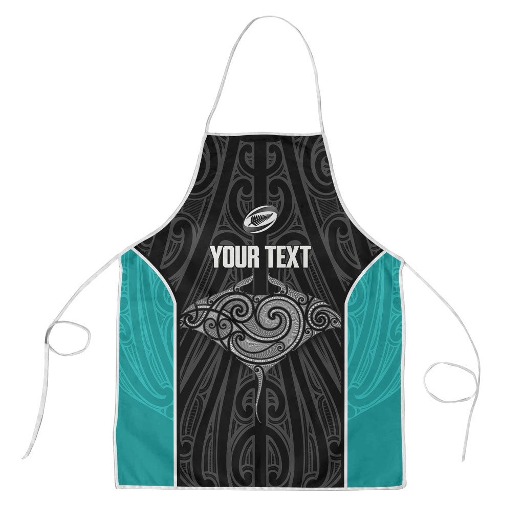 Custom New Zealand Stingray Oztag Apron Tag Rugby Maori Pattern Black Version