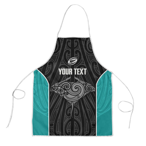 Custom New Zealand Stingray Oztag Apron Tag Rugby Maori Pattern Black Version