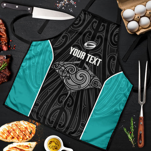 Custom New Zealand Stingray Oztag Apron Tag Rugby Maori Pattern Black Version