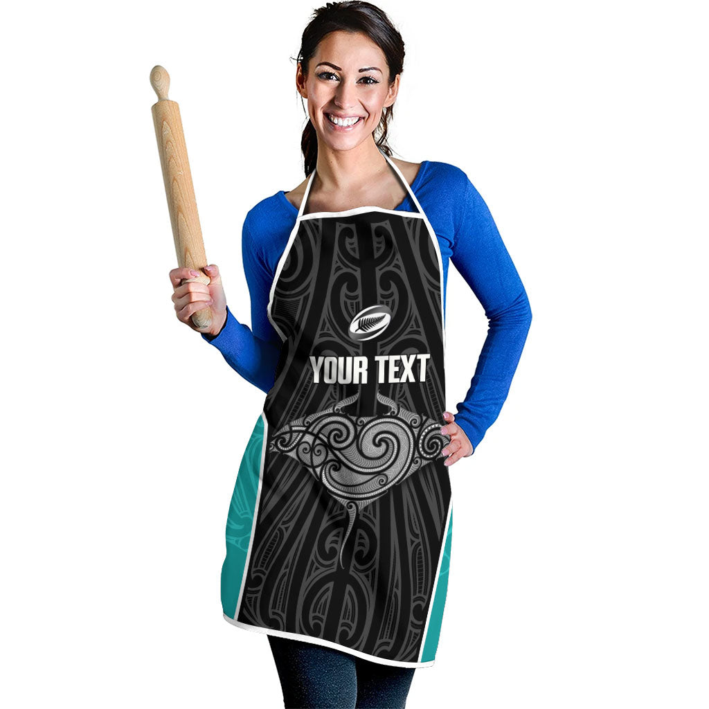 Custom New Zealand Stingray Oztag Apron Tag Rugby Maori Pattern Black Version