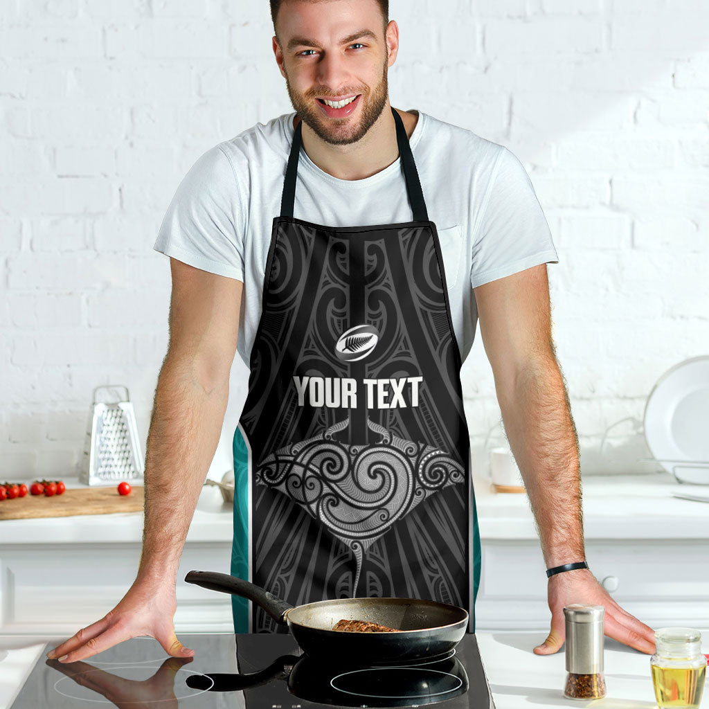Custom New Zealand Stingray Oztag Apron Tag Rugby Maori Pattern Black Version