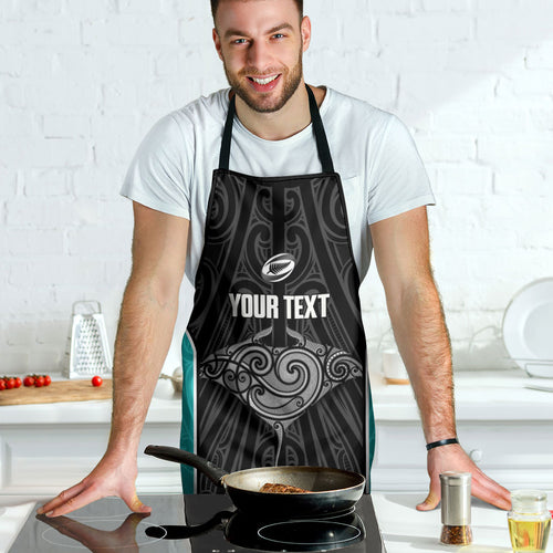 Custom New Zealand Stingray Oztag Apron Tag Rugby Maori Pattern Black Version