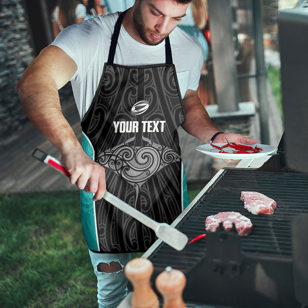 Custom New Zealand Stingray Oztag Apron Tag Rugby Maori Pattern Black Version